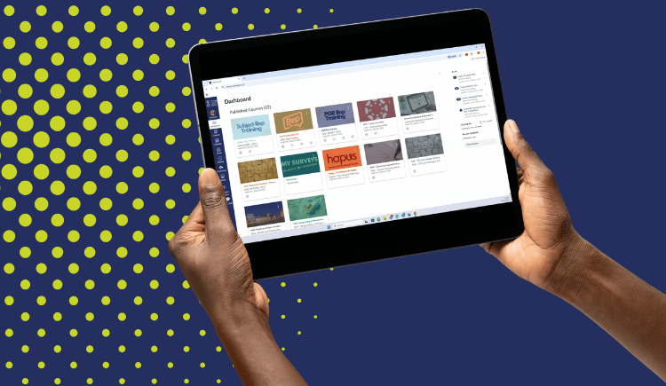 Canvas on iPad screen. Blue background.