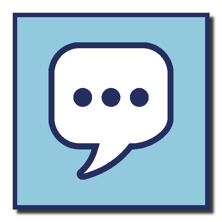 an icon depicting a speech bubble containing an ellipsis